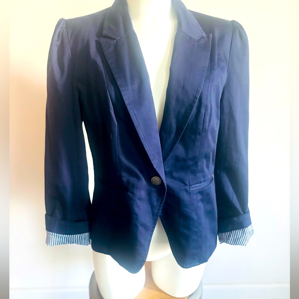 British Khaki Cotton Navy Blazer